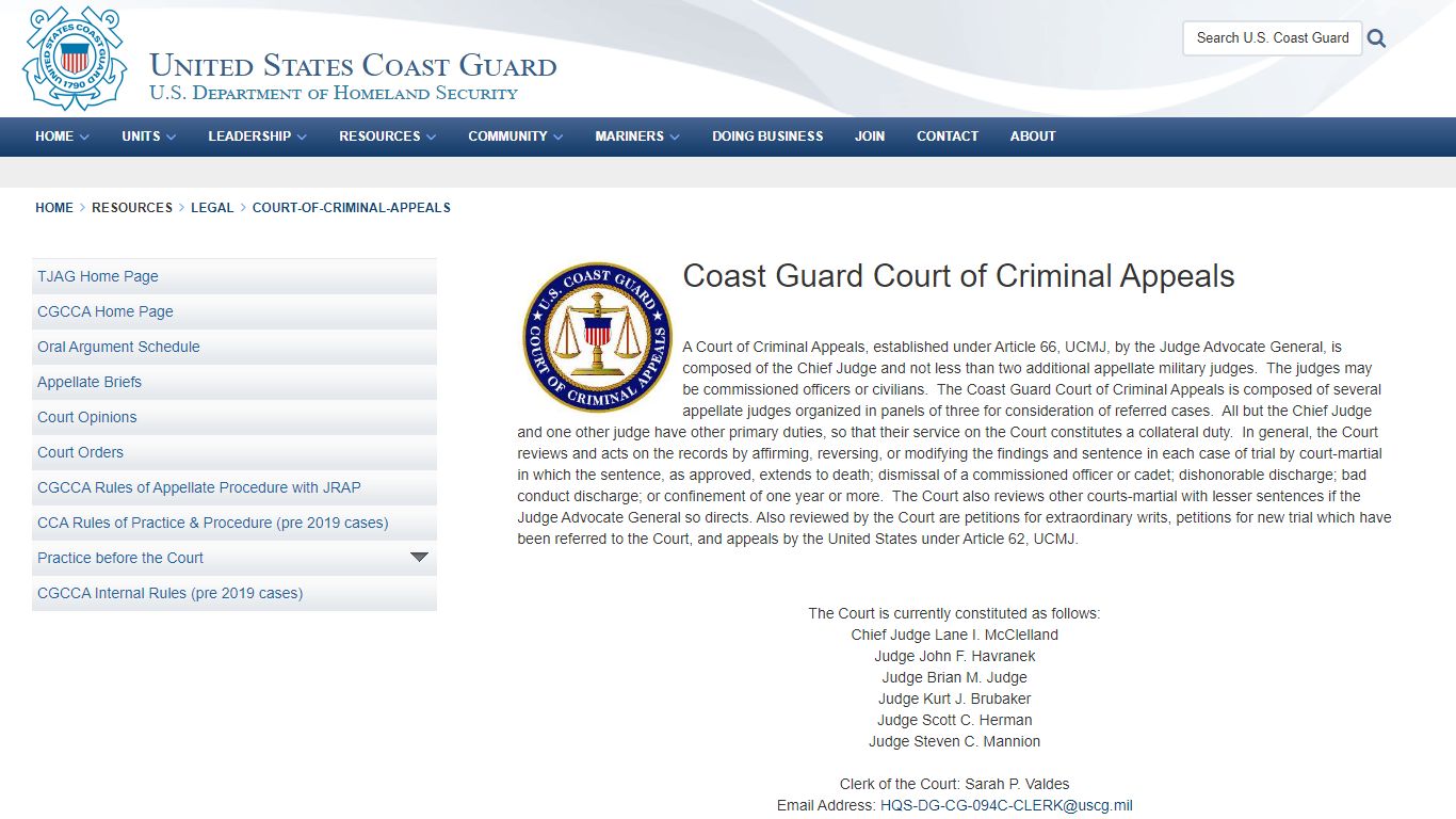 Legal > Court-of-Criminal-Appeals - United States Coast Guard