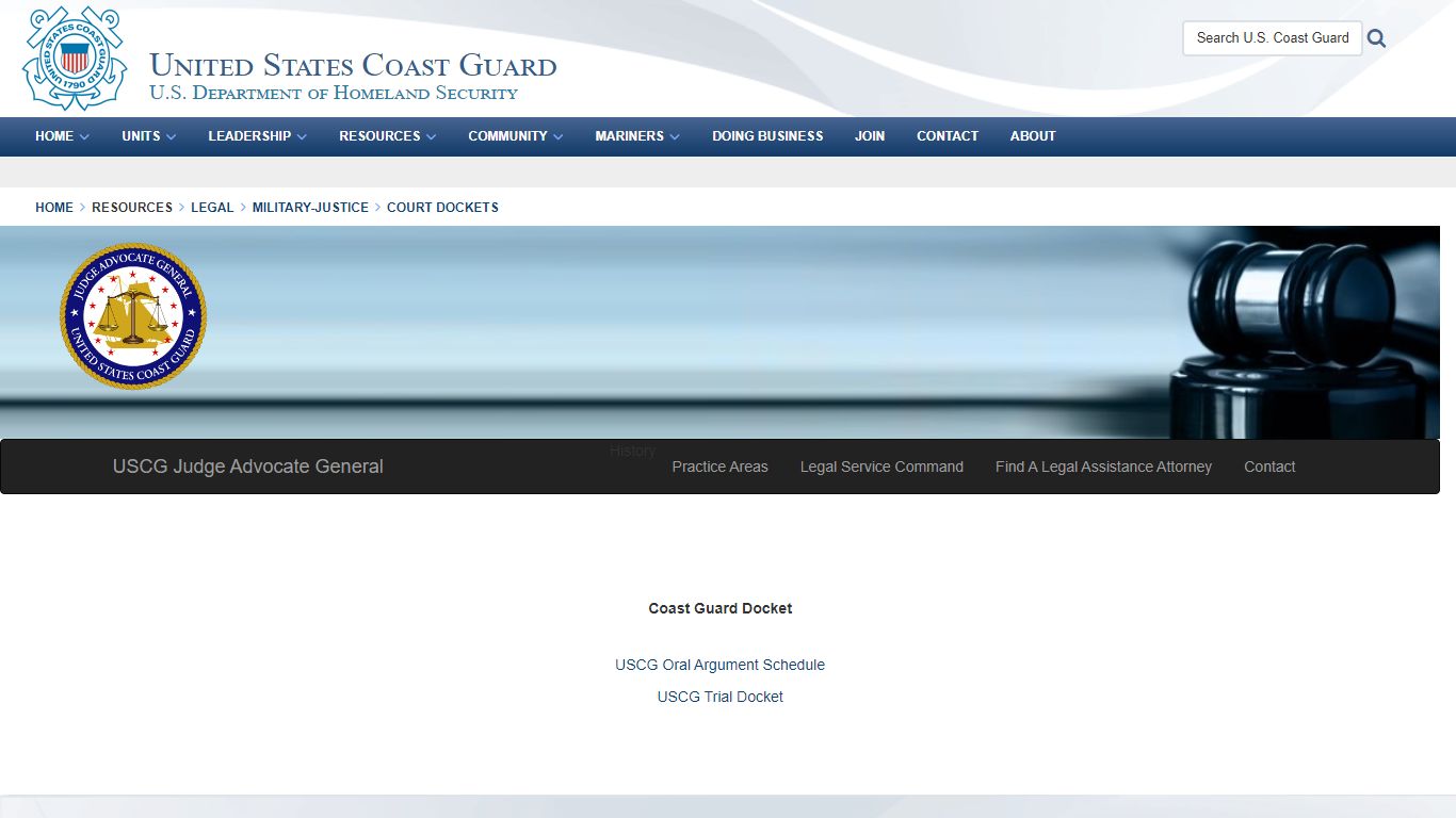 Court Dockets - United States Coast Guard